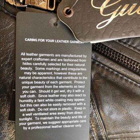 NWT GUESS Genuine Leather Moto Biker Jacket XL MSRP $550 - Picture 7 of 8